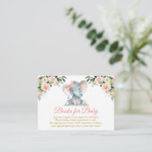 Carte d'annonce de douche éléphant floral rose (Debout devant)