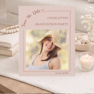 Carte d'annonce de fête de fin d'études rose photo