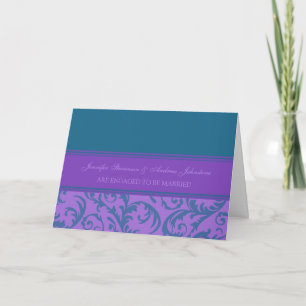 Carte d'annonce de fiançailles turquoise violet