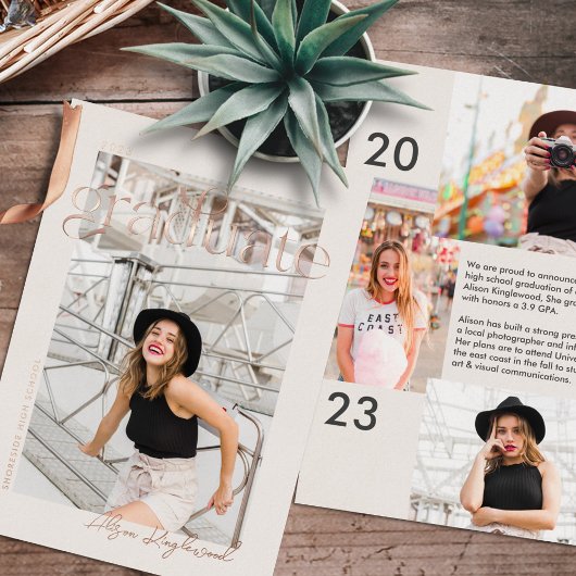 Carte d'annonce de fin d'études en typographie ave