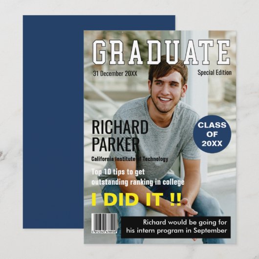 Carte d'annonce de fin d'études sur mesure de styl (Devant / Derrière)