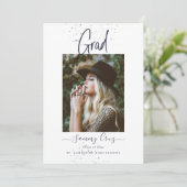 Carte d'annonce de graduation plate bleu marine Pi (Debout devant)