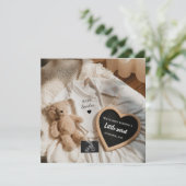 Carte d'annonce de grossesse bébé ours en peluche (Debout devant)