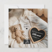 Carte d'annonce de grossesse bébé ours en peluche (Devant)