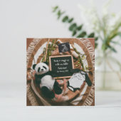 Carte d'annonce de grossesse Boho Neutre Panda (Debout devant)