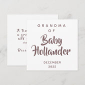 Carte d'annonce de grossesse de grand-mère de bébé (Devant / Derrière)