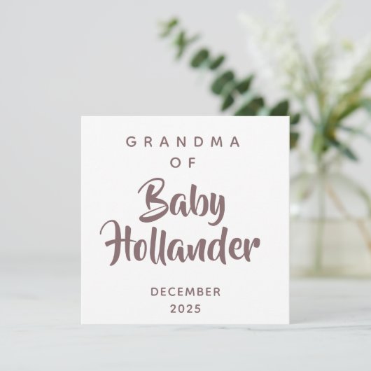 Carte d'annonce de grossesse de grand-mère de bébé (Debout devant)