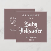 Carte d'annonce de grossesse de grand-mère de bébé (Devant / Derrière)