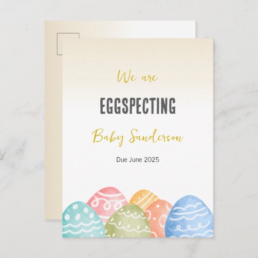 Carte d'annonce de grossesse, Eggspecting  (Devant / Derrière)