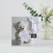 Carte d'annonce de grossesse Ours Blanc Minimalist (Debout devant)