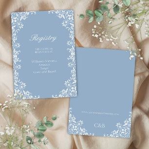 Carte d'annonce de liste de mariage Chic Dusty Blu