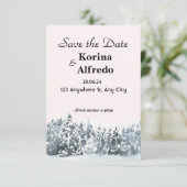 Carte d'annonce de mariage à l'aquarelle bleue et (Debout devant)