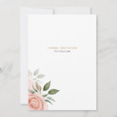 Carte d'annonce de mariage à motif floral rose élé (Dos)