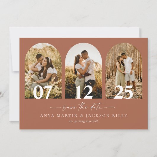 Carte d'annonce de mariage à photo d'arche Enregis (Devant)