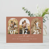 Carte d'annonce de mariage à photo d'arche Enregis (Debout devant)