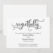 Carte d'annonce de mariage annulé avec regret (Devant / Derrière)