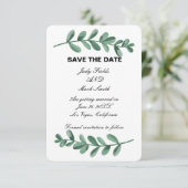 Carte d'annonce de mariage aux élégantes feuilles  (Debout devant)