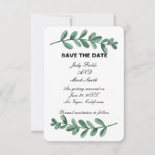 Carte d'annonce de mariage aux élégantes feuilles  (Devant)