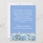 Carte d'annonce de mariage aux hortensias bleus fl (Dos)