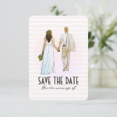 Carte d'annonce de mariage avec illustration de co (Debout devant)