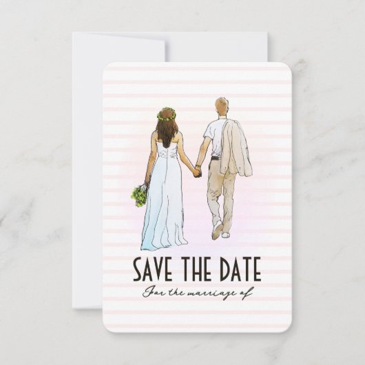 Carte d'annonce de mariage avec illustration de co (Devant)