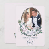 Carte d'annonce de mariage avec photo florale en c (Devant / Derrière)