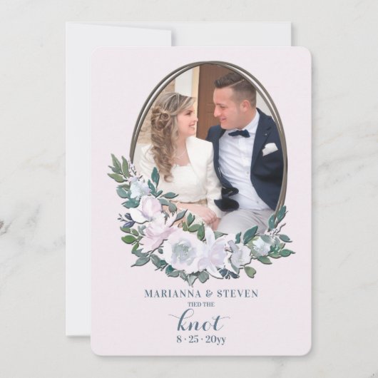 Carte d'annonce de mariage avec photo florale en c (Devant)