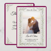 Carte d'annonce de mariage botanique à la lavande  (Devant / Derrière)