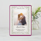 Carte d'annonce de mariage botanique à la lavande  (Debout devant)