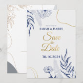 Carte d'annonce de mariage botanique élégante (Devant / Derrière)