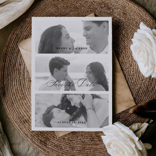 Carte d'annonce de mariage chic et large avec phot