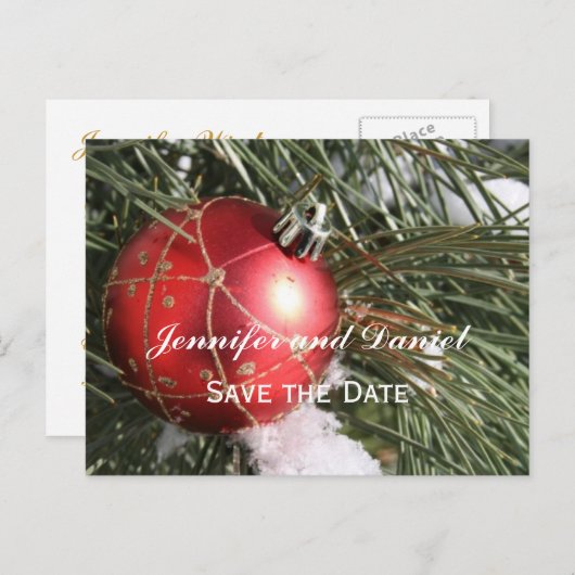 Carte d'annonce de mariage de décembre (Devant / Derrière)