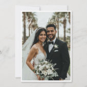 Carte d'annonce de mariage écriture Just Married (Devant)