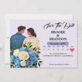 Carte d'annonce de mariage élégante à l'aquarelle (Devant)