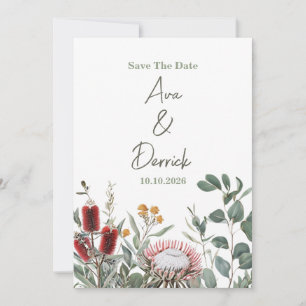 Carte d'annonce de mariage élégante aux fleurs nat