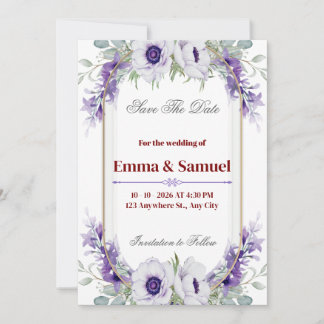 Carte d'annonce de mariage élégante avec arche flo