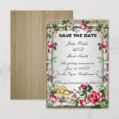 Carte d'annonce de mariage élégante avec des roses (Devant / Derrière)