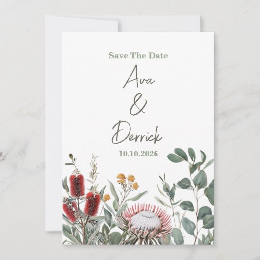Carte d'annonce de mariage élégante avec fleurs na (Devant)
