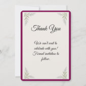 Carte d'annonce de mariage élégante avec motif bot (Dos)