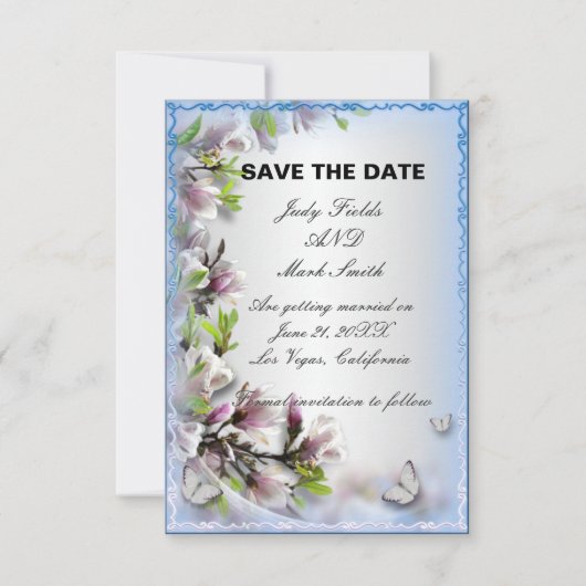 Carte d'annonce de mariage élégante avec papillon (Devant)