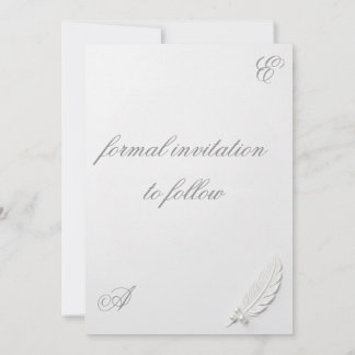 Carte d'annonce de mariage élégante blanche et arg