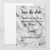 Carte d'annonce de mariage élégante blanche et noi (Devant / Derrière)