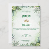 Carte d'annonce de mariage 'Élégante verdure' (Devant)