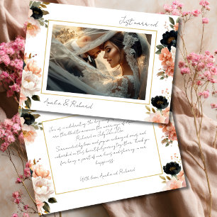 Carte d'annonce de mariage florale élégante