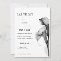 Carte d'annonce de mariage minimaliste noir et bla