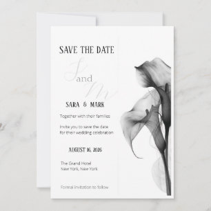 Carte d'annonce de mariage minimaliste noir et bla