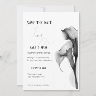 Carte d'annonce de mariage minimaliste noir et bla