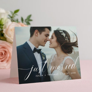 Carte d'annonce de mariage pliée 'Just Married'