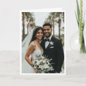 Carte d'annonce de mariage pliée tout juste mariés (Devant)