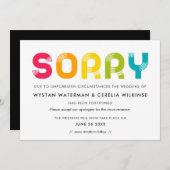 Carte d'annonce de mariage reporté colorée (Devant / Derrière)